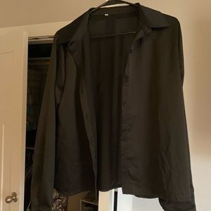 Black Satin Button Up